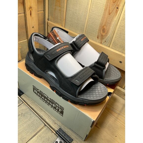 Us11 NEW SKECHERS Mens Tresman Garo Sandal Black Steady Grip Relaxed Fit main image 8